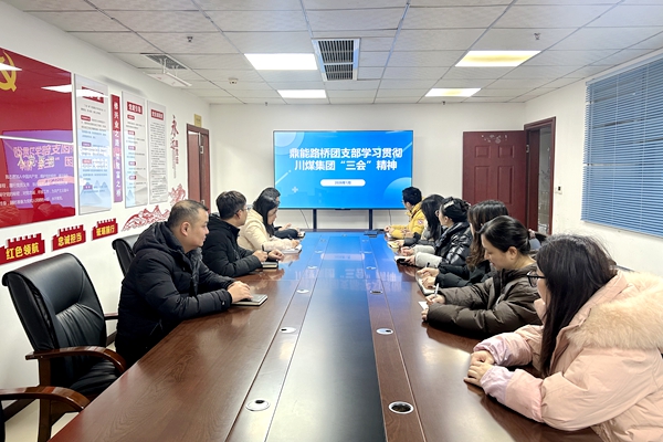 鼎能路桥团支部专题学习川煤集团“三会”精神